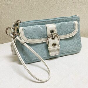 Coach Silver Buckle Pastel Blue Wristlet
